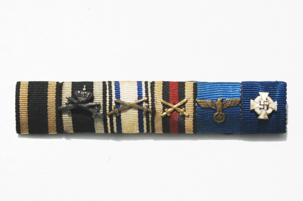 German 6 Place Ribbon Bar,  WWI and WWII Ribbons