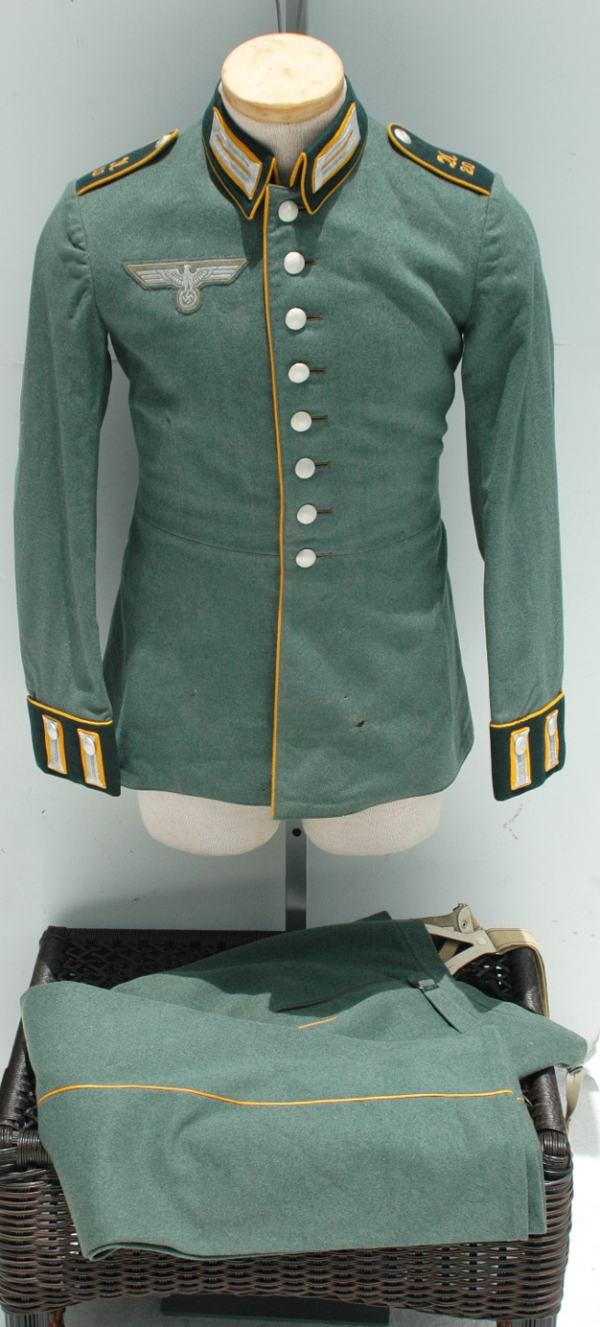 German WWII Army Kradshutzen Dress or Parade Tunic and Trousers