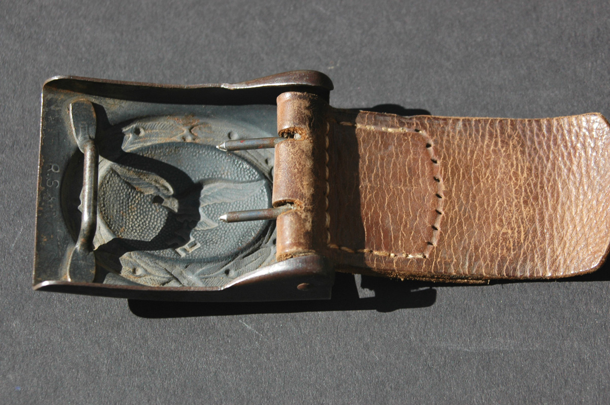 German WWII Luftwaffe Belt Buckle with Leather Tab