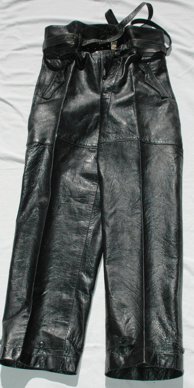 German WWII Black Leather Panzer Trousers
