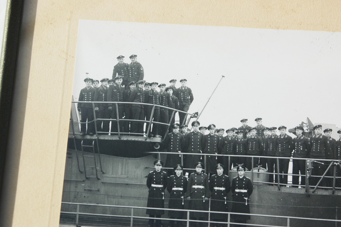 German WWII Framed Photo of the Crew of U-866 Walter Kloppenburg