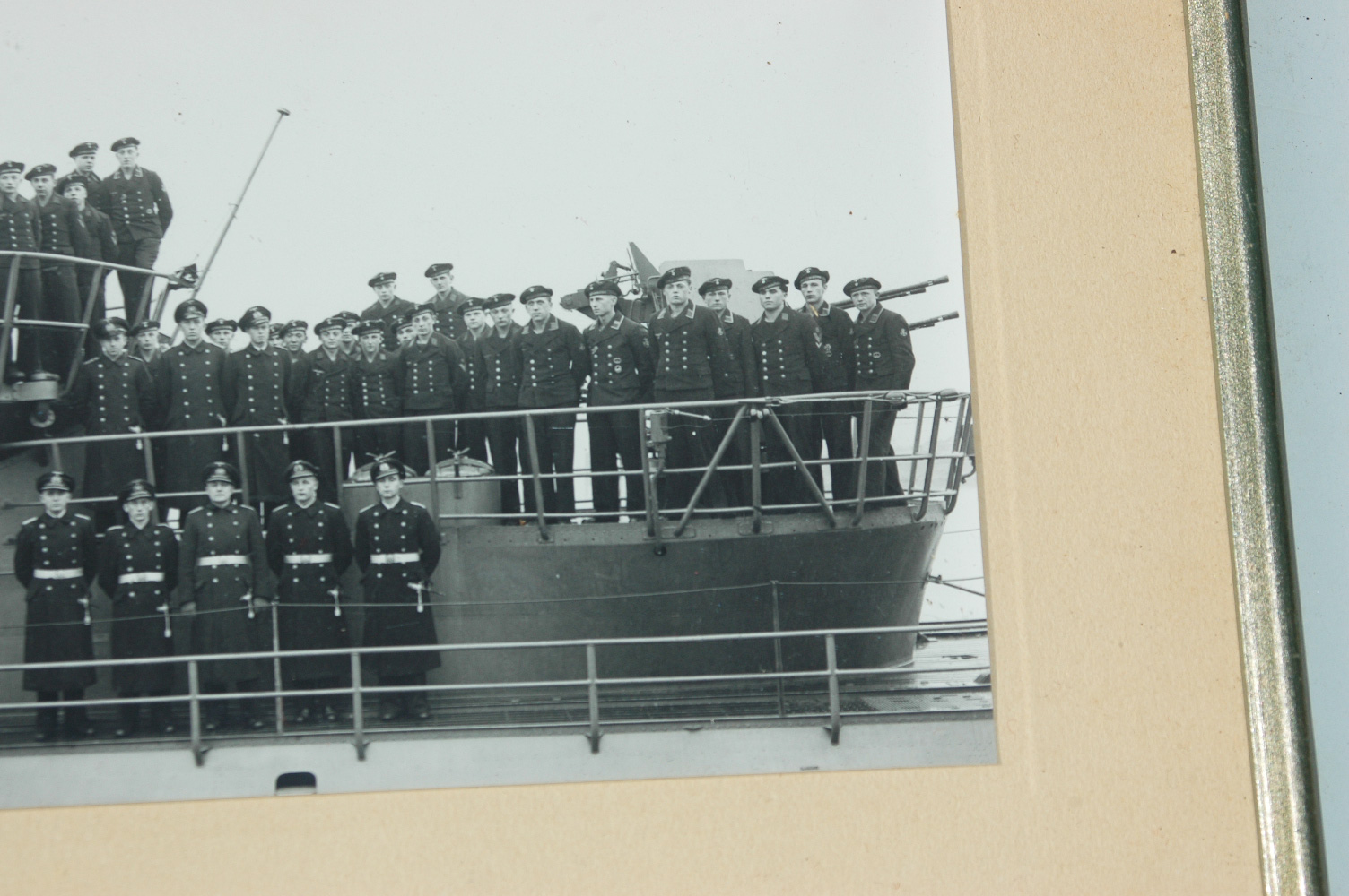 German WWII Framed Photo of the Crew of U-866 Walter Kloppenburg