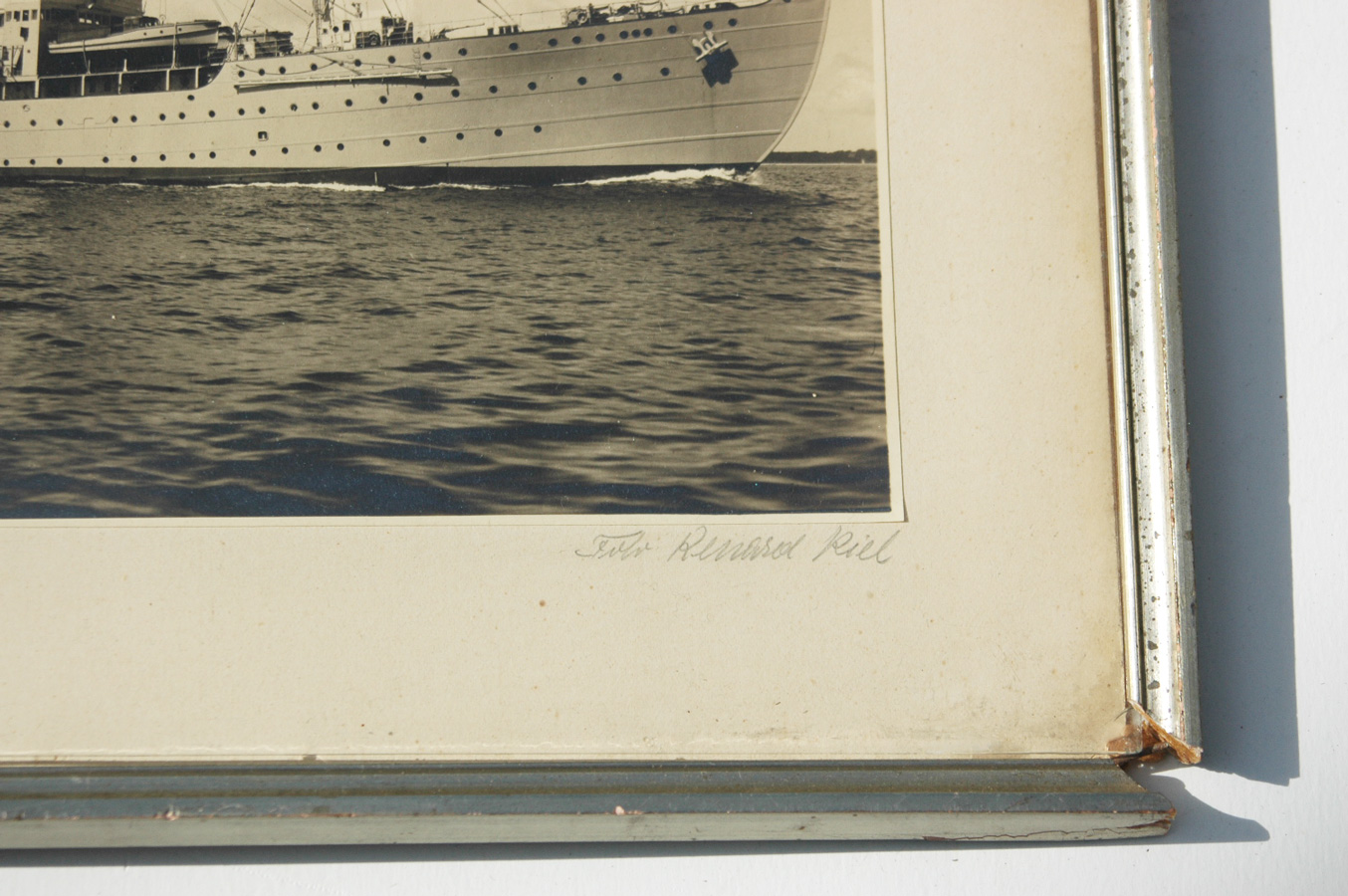 German WWII Framed Photo of the U-Boat Tender for Walter Kloppenburg