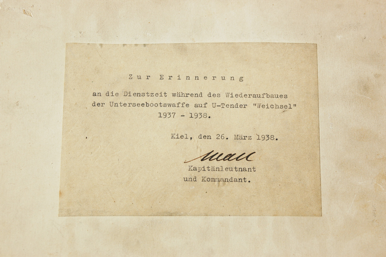 German WWII Framed Photo of the U-Boat Tender for Walter Kloppenburg